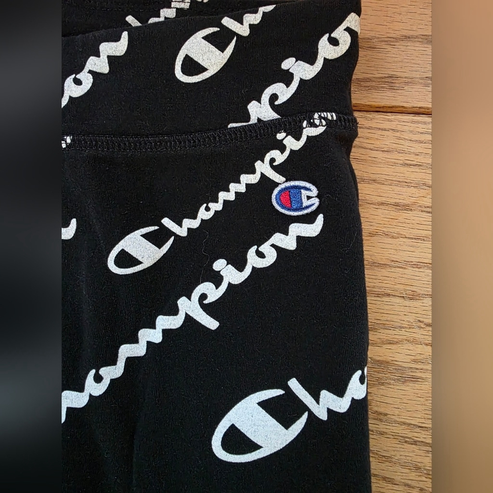 Champion Black and White Logo Leggings Like New - Picture 2 of 5